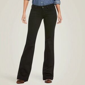 NWOT Ariat Trouser Mid Rise Forever Wide Leg pant western black flare jeans 28R